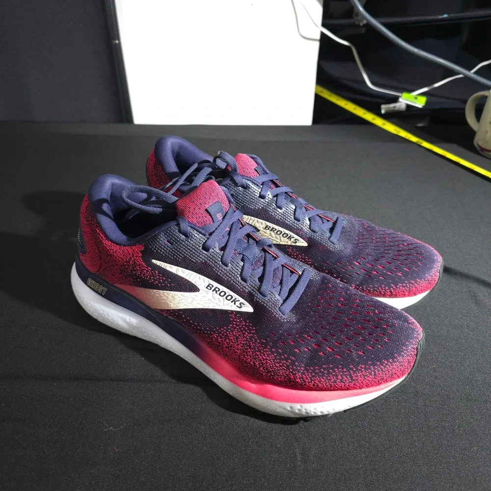 Brooks Ghost 13 Running Shoes Womens 11.5 2A Navy Pink Cushioned Road Neutral